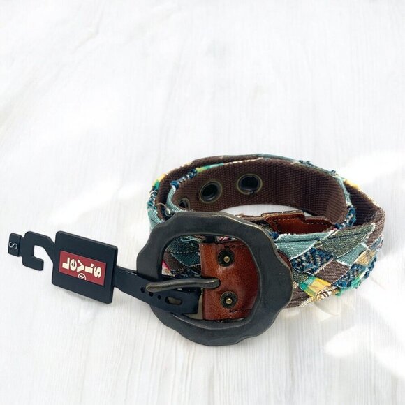Levi's Big Boys Patchwork & Leather Belt Multicolor & Brown 4094-20 Size Small - Picture 3 of 9